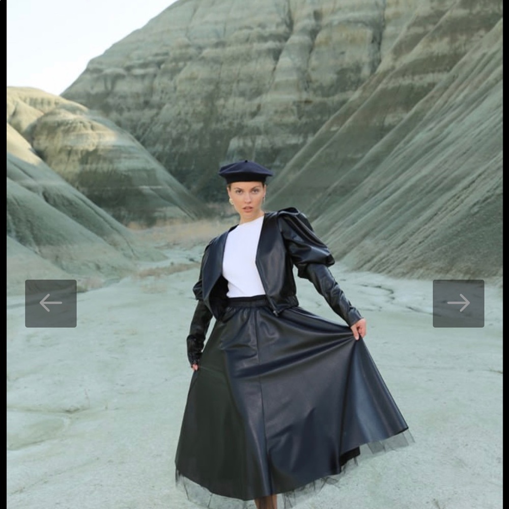 Leather Tulle Skirt High Fashion Custom size 42